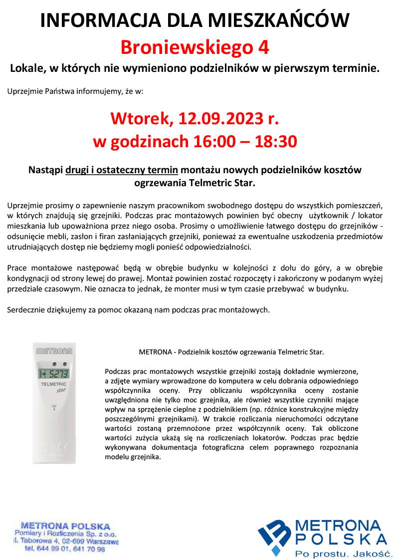 Broniewskiego 4 II termin